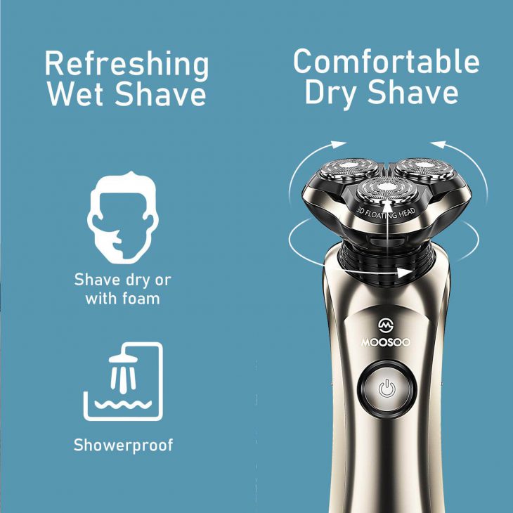MOOSOO Electric Razor with Sterilization Clean Charge Station Shaver